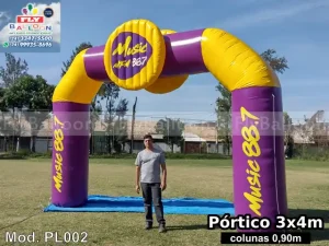 pórtico inflável promocional rádio music fm